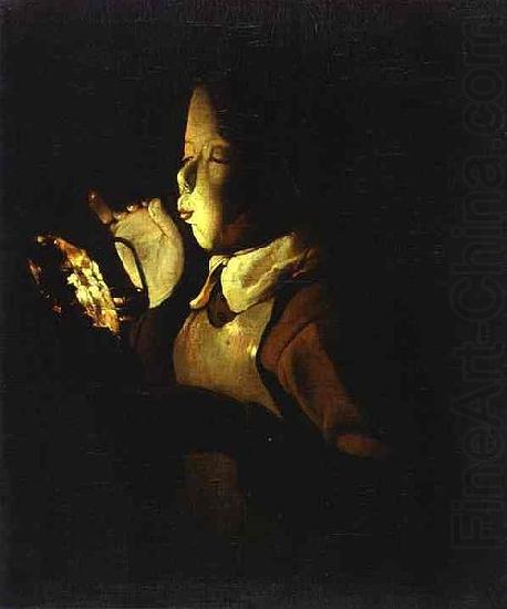 Georges de La Tour Boy Blowing at Lamp china oil painting image